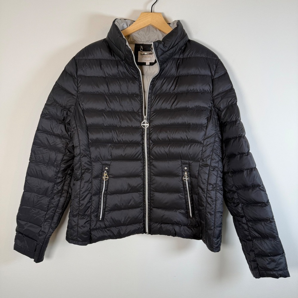 Laundry by Shelli Segal Puffer Jacket Extra Large Black Down Fill Quilted Zip